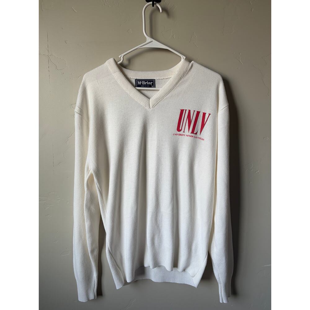 VTG McBriar White UNLV Women's V Neck Pullover Sweater Sz M - Picture 9 of 11